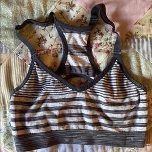Grey and white Danskin sports bra